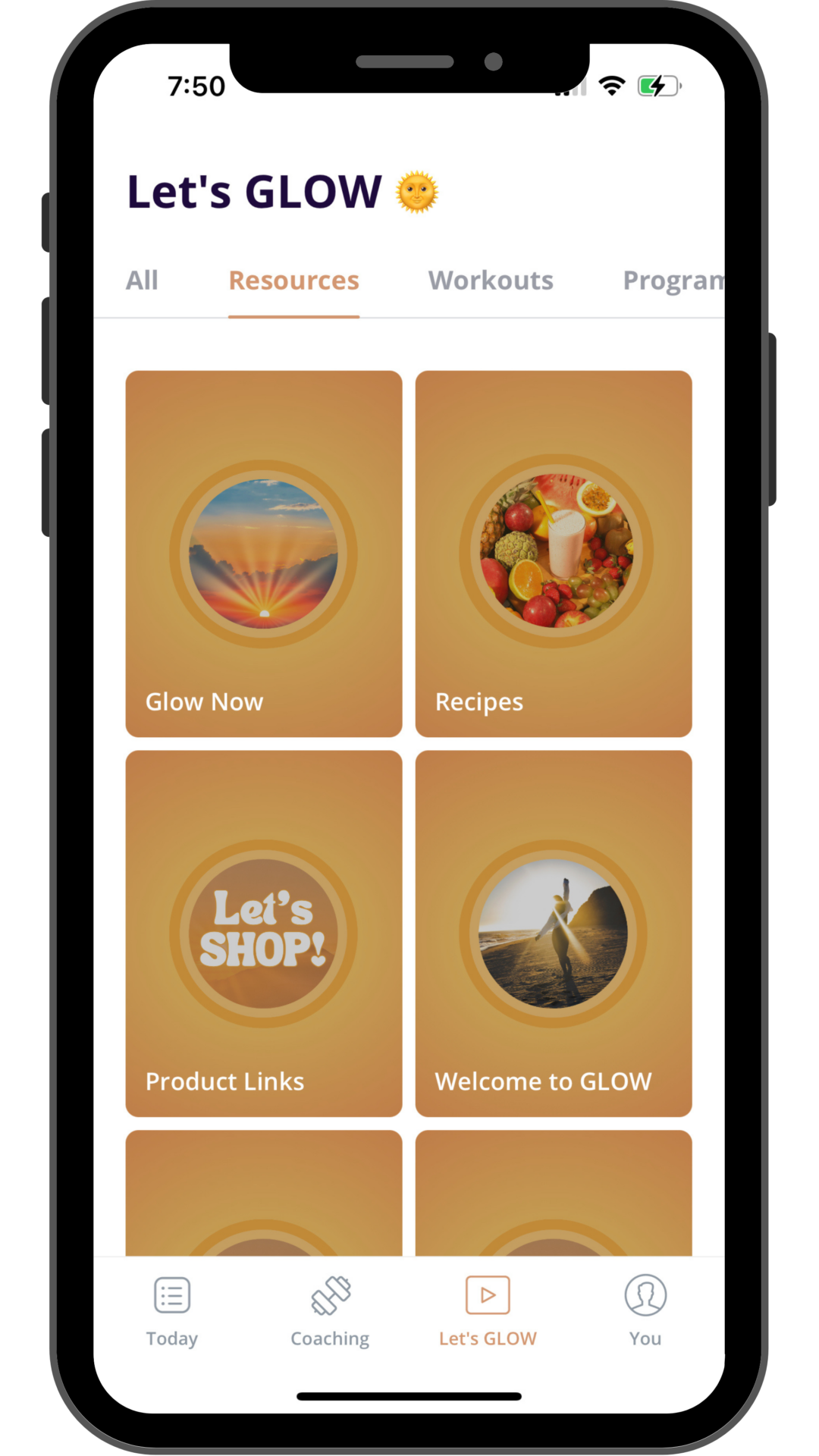 GLOW Phone Demo: RESOURCES: Everything you need in one app